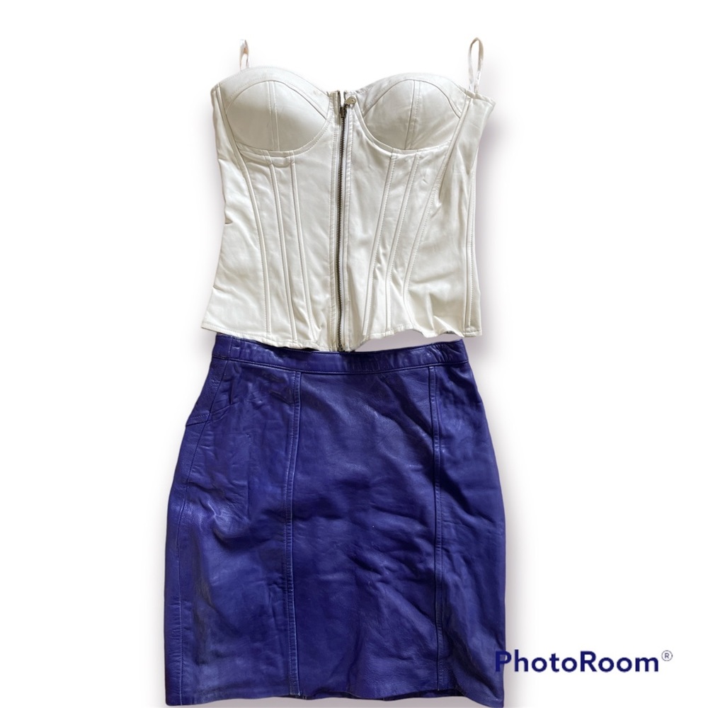 GUESS & FIRENZE VINTAGE Women’s Size M 8 Leather Corset & Skirt Clubbing Set